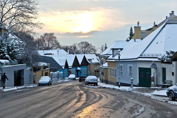 stock image Village of Grinzing in early morning light in Wintertime