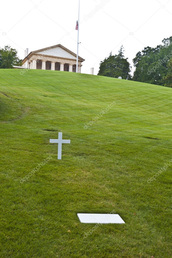 Modest tomb of Robert Kennedy in Arlington National Cemetery, Ar