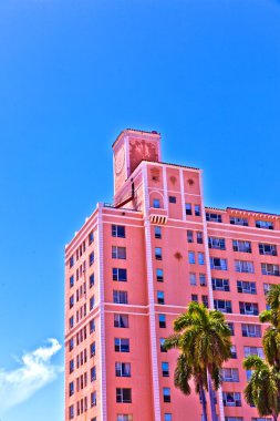 Beautiful historic buildings in Miami in the Art deco district clipart