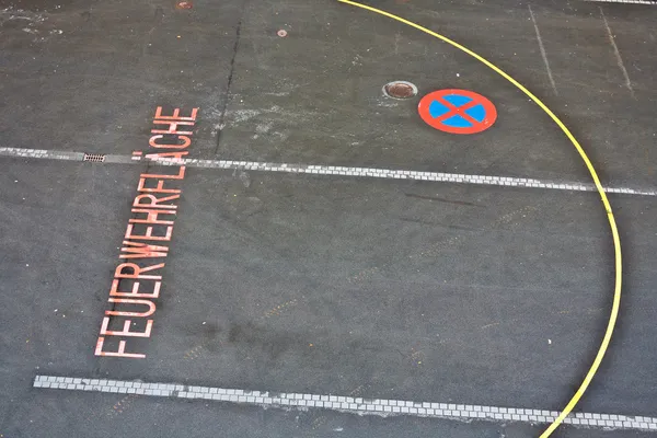 Marked parking lot for fire brigade — Stock Photo, Image