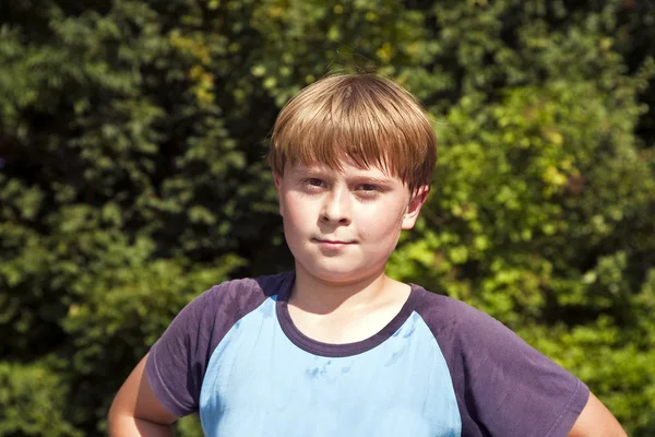 Boy with sweating face after sport — Stock Photo, Image