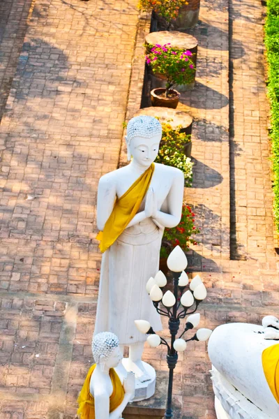 Hermosa estatua de Budas en el templo Wat Yai Chai Mongkol — Foto de Stock