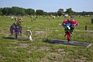 çiçeklerle mezarların adlı Amerikan mezarlığı
