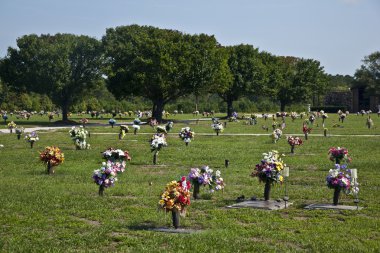 çiçeklerle mezarların adlı Amerikan mezarlığı