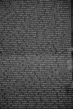 Names of Vietnam war casualties on Vietnam War Veterans Memorial clipart