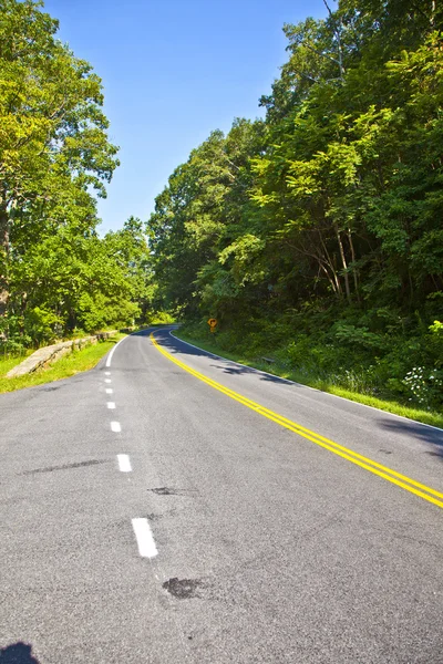 Güzel bir manzara ülke road eğrileri shenandoah nationa yoluyla — Stok fotoğraf
