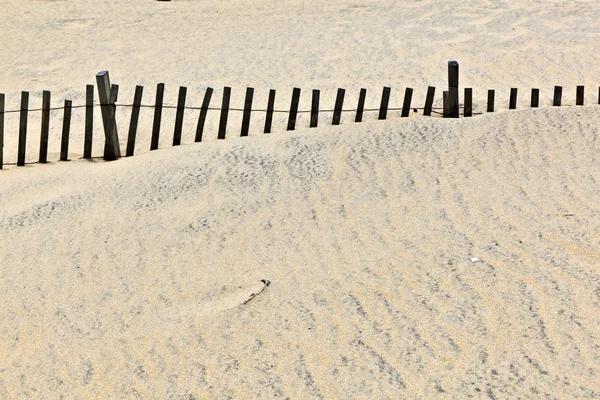 모래 언덕은 나무 울타리에 의해 protwected — 스톡 사진