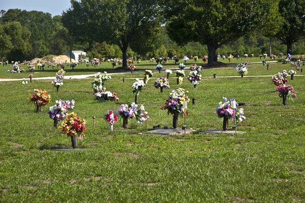 American cemetery virágokat a sírját — Stock Fotó