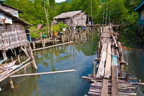 I en fiskeby i mangrove — Stockfoto