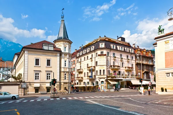 Street view of meran italian alps town — Stock Photo, Image