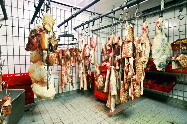肉屋の店の低温貯蔵家の肉 — ストック写真