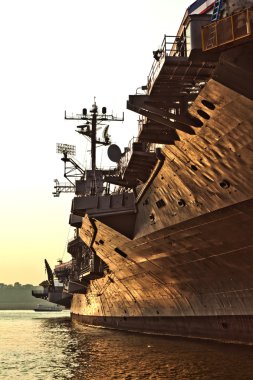 Aircraft carrier as museum in New York clipart