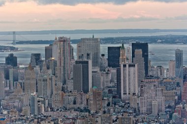 Aerial panoramic view over upper Manhattan from Empire State bui