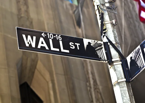 Un cartel de Wall Street en Manhattan Nueva York — Foto de Stock