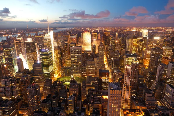 New York bei Nacht vom Empire State Building — Stockfoto