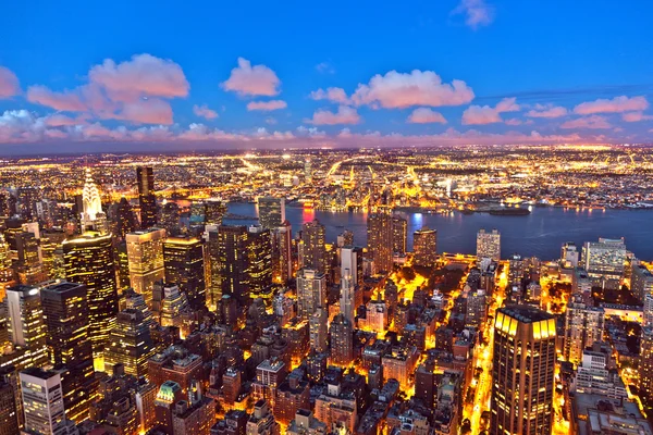 New York bei Nacht vom Empire State Building — Stockfoto