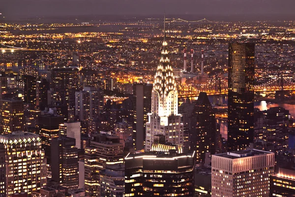 New York by night from Empire State Building — Stock Photo, Image