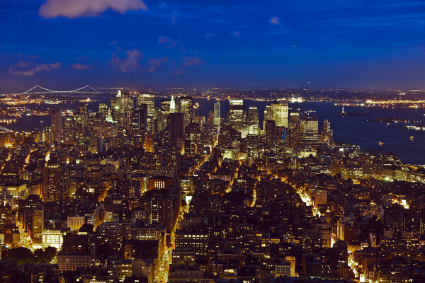 New York by night from Empire State Building
