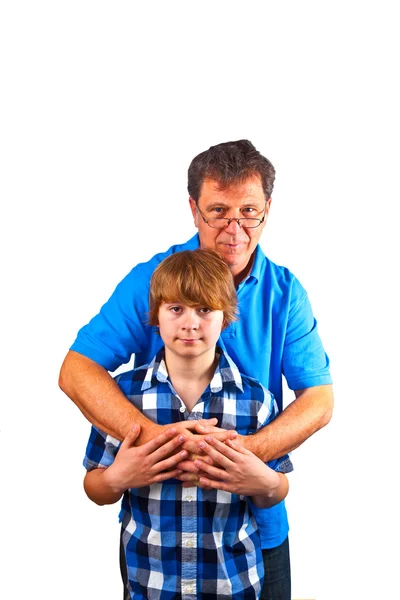 Счастливые отец и сын — стоковое фото
