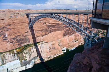 Bridge spans the the Colorado at Glen Canyon Dam near Page clipart