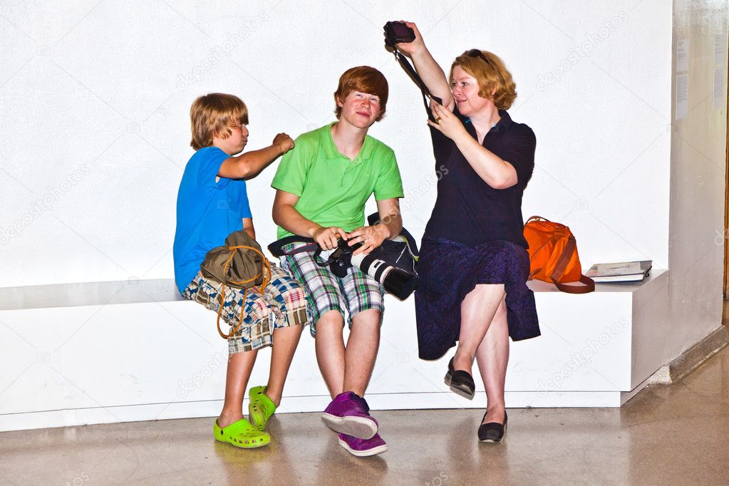 Family has fun in the museum