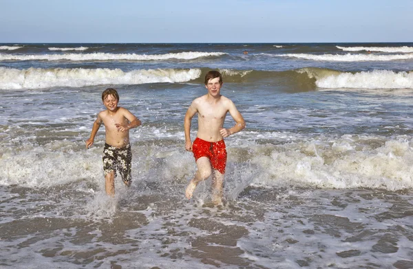 Bracia będą bawić się w piękne neach oceanu — Zdjęcie stockowe