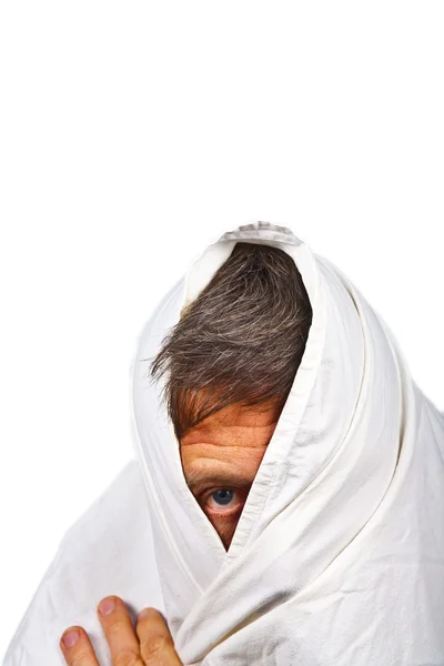 Rosto do homem parcialmente coberto — Fotografia de Stock