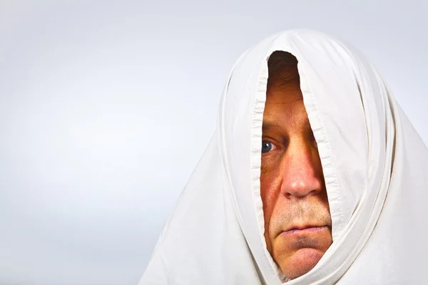 Face of man partially covered — Stock Photo, Image