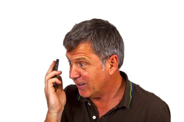 Człowiek za pomocą telefonów — Zdjęcie stockowe