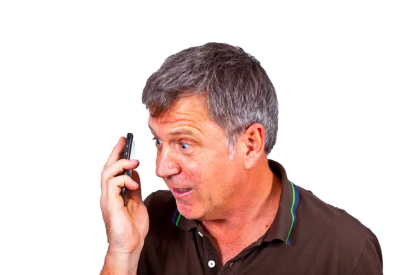 Człowiek za pomocą telefonów — Zdjęcie stockowe