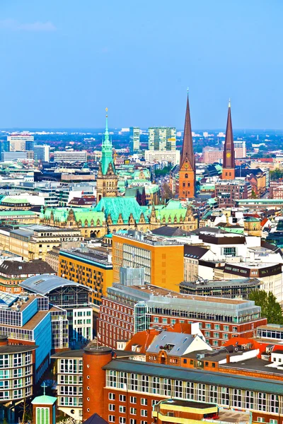 Paisaje urbano de Hamburgo desde la famosa torre Michaelis —  Fotos de Stock