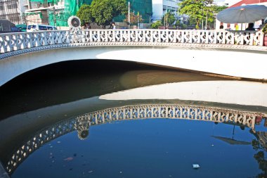 Old bridge over an an artifical canal in Bangkok clipart
