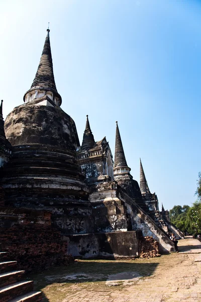 Famosa área do templo Wat Phra Si Sanphet, Palácio Real em Ajutthay — Fotografia de Stock