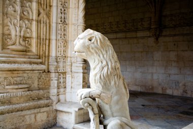 Water lion in the beautiful Jeronimos Monastery in Lisbon, Belem clipart