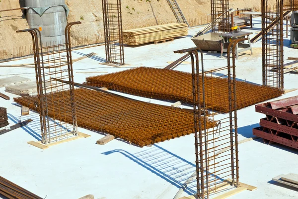Material at a construction site for the base of a new house — Stock Photo, Image