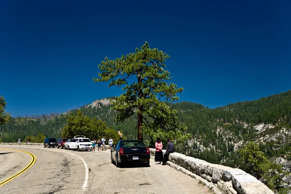 Senic point at the street to have a rest in yosemite national park