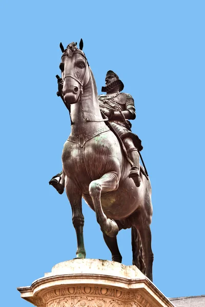 Pomnik philipp iii na plaza mayor w Madrycie — Zdjęcie stockowe