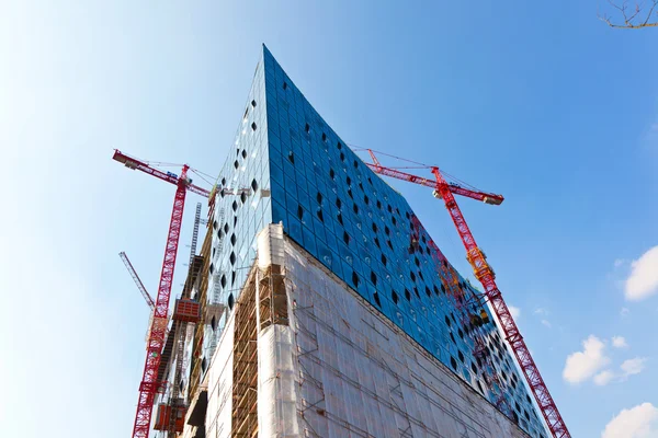Local de construção da Elbphilharmonie no porto de Hamburgo — Fotografia de Stock