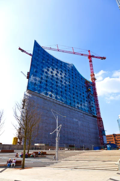 Local de construção da Elbphilharmonie no porto de Hamburgo — Fotografia de Stock