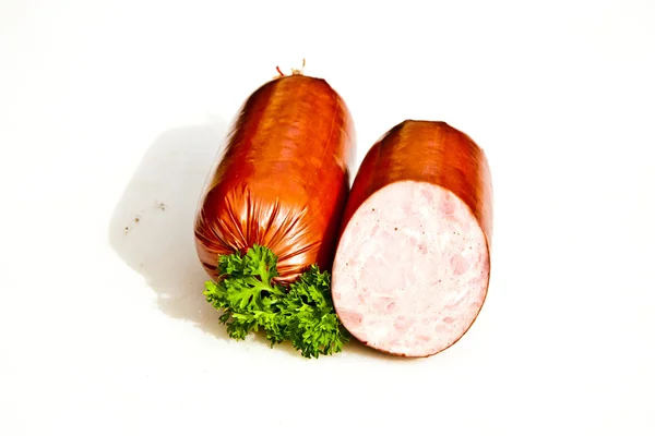 Salsicce fatte a mano dal macellaio — Foto Stock