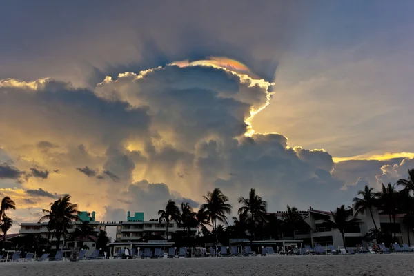 stock image Beautiful sky with clouds and colorful prisma light reflections