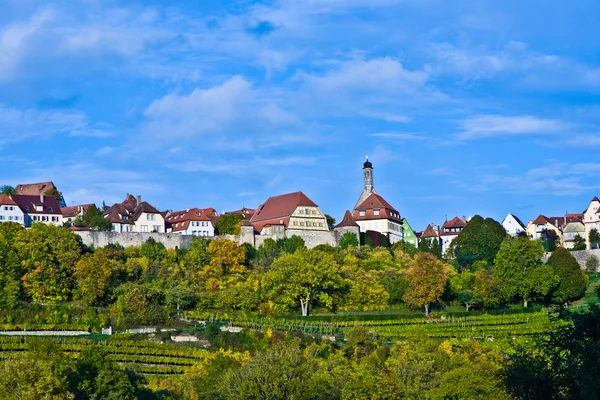Ротшильд дер Фебер, древний знаменитый город средневековья, видимый со стороны — стоковое фото