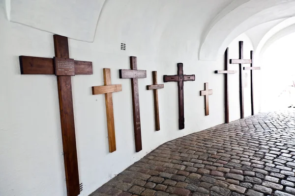 Crosses for the dead in famous cloister of Andechs — Stock Photo, Image