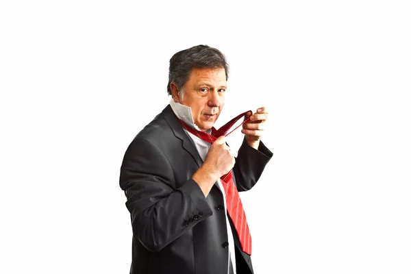 Homem de negócios segurando um discurso — Fotografia de Stock