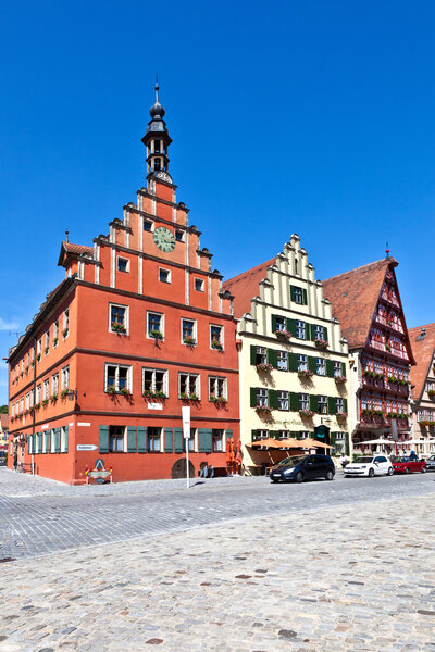 Famous old romantic medieval town of Dinkelsbuehl in Bavaria, Germay.