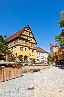 Historic half-timbered house in romantic medieval town of Dinkel clipart