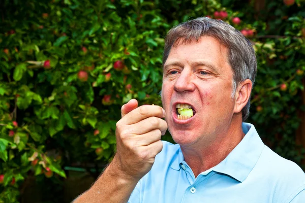 Äter ett äpple — Stockfoto