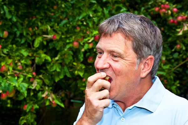 Uomo che mangia una mela — Foto Stock