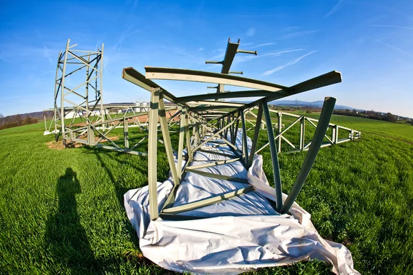 Construction site with electrical tower — Stock Photo, Image