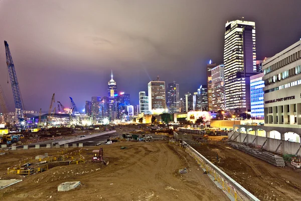 Vista durante Hong Kong Harbor Laser Show para Skyline de Victoria — Fotografia de Stock